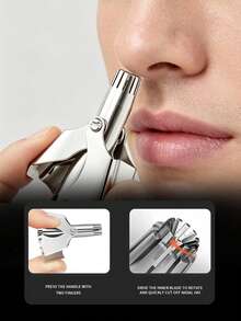 J·FOCUS Bộ 4 dụng cụ tỉa lông mũi cầm tay, bao gồm túi đựng, dụng cụ tỉa lông mũi không gây đau bằng thép không gỉ kèm kéo an toàn và bàn chải vệ sinh, bộ dụng cụ chăm sóc lông mũi cầm tay di động dành cho nam và nữ. - A - Xem 3