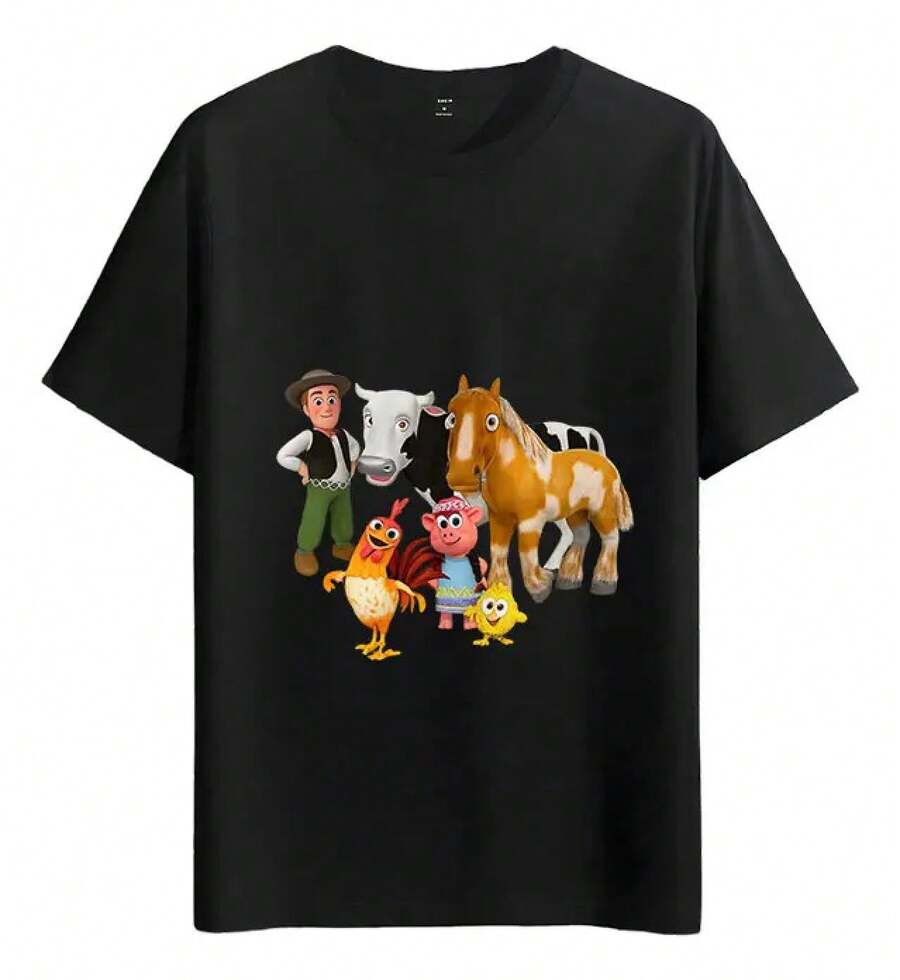 Tshirt Muscle Freaks Granja Estilo Animales Dibujos Animados - Negro - Ver 1