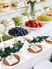 12/24/100 pièces Cartes de place en forme de coquille avec ruban, cartes de nom de table, cartes de siège de mariage DIY avec ruban en polyester, convient pour mariage, anniversaire, banquet - Voir 5