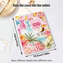 1 pieza Funda con tapa abatible y ranura para bolígrafo, diseño con tema de playa (árbol de coco, estrella de mar, etc.), estuche de piel sintética con soporte, función de suspensión/activación automática, compatible con Honor/Apple y otros modelos populares, adecuado para volver a la escuela, San Valentín, regalos festivos - Multicolor - Ver 2