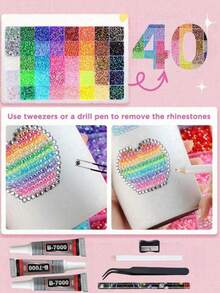 32,000pcs 3mm Colorful Resin Flat Bottom Rhinestones - Multi-Color DIY Craft Gems Set With Tweezers And Glue, Suitable For Clothing Decoration, Cups, Fabric Decoration, Home Decor - Self-Adhesive, Diamond Art, Diamond Art For Adults - View 2