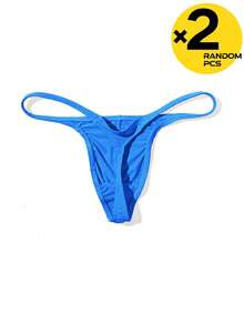 2pcs Solid Thong Sexy Underwear Men's SexyThong Sexy Underwear  Sexy G-String Ribbed Casual Thong Underwear    Suitable For Outdoor Sports & Casual Wear Men's Casual Underwear For Everyday Wear, Lightweight And Comfortable Briefs, A Great Gift For Him. - Ngẫu nhiên 2 - Xem 10