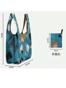 SNOOPY 1个休闲风时尚礼品袋，可折叠大容量购物袋，可重复使用便携式杂货手提袋，多功能手提包，适合日常通勤和收纳，款式随机 - 彩色 - 查看 3