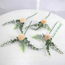 4 ramas de limón, adecuadas para decoración de primavera, escaparate, sala de estar, dormitorio, baño, cocina, boda, vacaciones, decoración de mesa interior - Crisantemos de eucalipto - 4 unidades - Ver 2