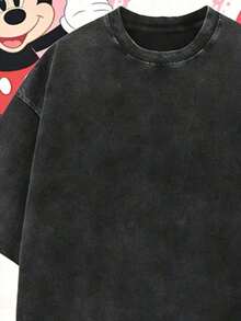 Disney Officially Licensed Graphic T Shirts 100 Percent Cotton  Shirt,  &  Heart Kiss Couple T-Shirt, Unisex, Washed 230g, Retro Vintage, Crew Neck Short Sleeve, Casual Daily Wear - 女士T卹 - 查看 5