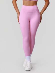 Sodalemon Women's Seamless Butt Lifting Casual Outdoor Sports Leggings For Running & Yoga - 粉色 - 查看 6