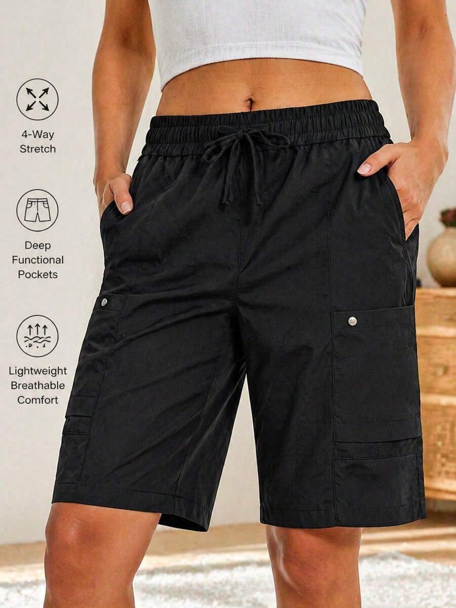 Quần short thể thao nữ nhẹ, nhanh khô, chống tia UV, thoáng khí và thoải mái, thích hợp cho các hoạt động thể dục ngoài trời, leo núi, chạy bộ và thể thao hàng ngày. - màu đen - Xem 1