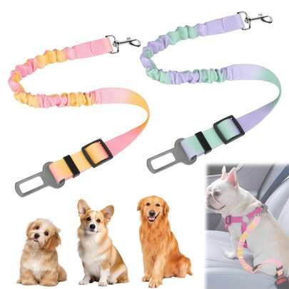 Dây xích an toàn cho chó trên xe hơi, có thể thu gọn, giảm sốc, dây kéo cho thú cưng, có thể điều chỉnh, dùng cho du lịch ngoài trời, đi xe hàng ngày, phụ kiện thú cưng đa năng.