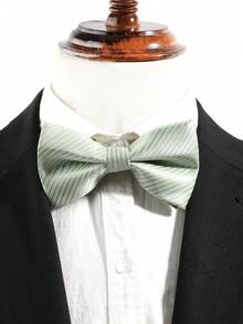 1pc Minimalist High-Quality Solid Pink Bow Tie, Versatile For Casual Wear - Baby Pink - View 6