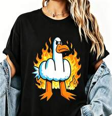Camiseta divertida para mujer con diseño de gaviota atrevida, corte regular, 100% algodón. - Negro - Ver 1