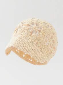 1 chiếc mũ len móc thủ công nhẹ, thời trang mùa xuân/thu dành cho nữ, phù hợp với phong cách boho hàng ngày. - A - Xem 11