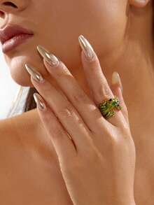 Personalized Exquisite Carved Golden Lizard Style Ring, Alloy Material, Long-Lasting Color - Multicolor - View 2