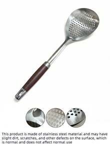 1pc Stainless Steel Strainer Colander, Large Dumpling Noodle Soup Filter, Food Mesh Skimmer Shovel, Kitchen Tool, Suitable For Restaurant - Silver - View 3