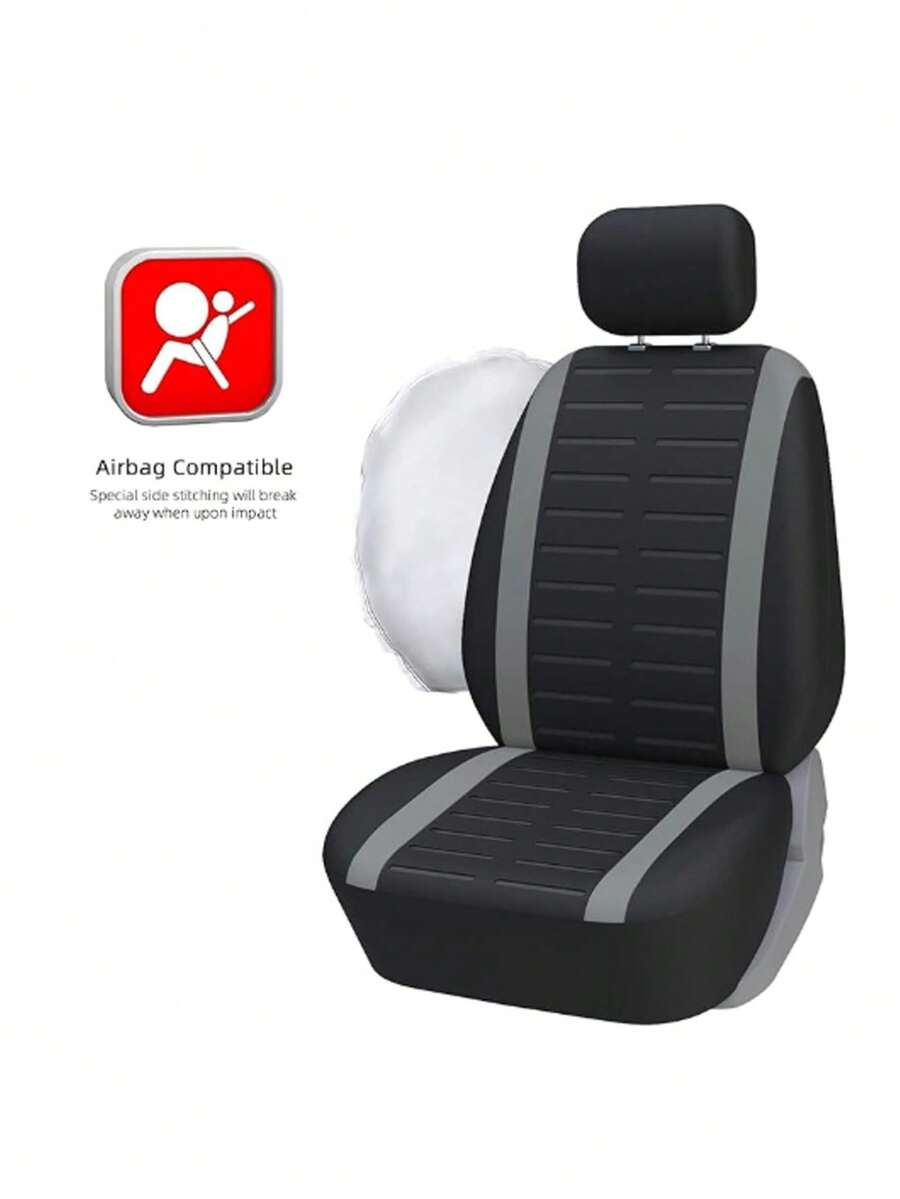 Bộ bọc ghế trước ô tô đa năng Upgrade4Cars | Bọc bảo vệ bằng da giả màu đen và xám cho ghế lái và ghế hành khách - Nhiều màu - Xem 1