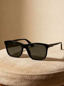 永恒经典黑色方形时尚眼镜，男士复古Gucci字母Logo镜腿，防紫外线，时尚太阳镜，送给男友、父亲的理想礼物，日常旅行必备，GUCCI GG1819S-001 57 - 黑色 - 查看 3