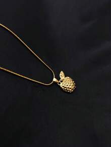1pc Casual Natural Style 18K Gold Plated Stainless Steel Fruit Pendant Necklace, Unisex Daily Wear, Minimalist Luxury, Versatile - Yellow Gold - View 7