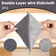 5 Pa -Sided Metal Wire Dishcloth, Reusable Non-Scratch Cleaning Pads With Fabric Side For Nonsti Cookware, Pots, Pans & Kitch Cleaning Variant 2 - 5 - 查看 3