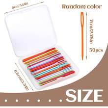 50 Peças Agulhas de Costura de Plástico (7cm/2,76 polegadas) para Linha e Artesanato, Agulhas de Bordado de Olho Grande para Crianças, Costura DIY, Artesanato Feito à Mão - Multicolorido - Visão 3