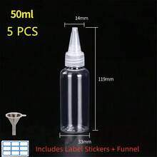 1/5/10pcs Empty Plastic Squeezable Dropper Bottle, Rinse Bottle, Liquid Packaging Container, 30ml/50ml/60ml/100ml/120ml Capacity, Essential For Cosmetics Packaging, Beauty Salon, Travel - Clear - View 10