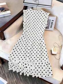 CURVE Vestido casual de escote en V talla grande, elegante y versátil para uso diario, vacaciones, bodas, fiestas, estilizador y favorecedor - Blanco - Ver 2