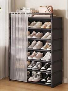1pc Multi-Layer Shoe Rack With Curtain, Shoe Cabinet, Storage, Display Rack, With Drawer, With Curtain Shoe Storage Cabinet, Large Capacity Shoe Cabinet Suitable For Indoor And Outdoor, Suitable For Entrance, Home, Indoor - Multicolor - View 20