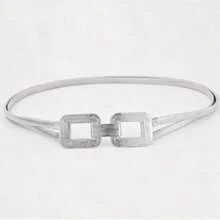 1pc Women's Gold Elastic Metal Waist Chain, Suitable For Daily Occasions And Parties, Fashion Metal Spring Waist Chain, Can Be Matched With Women's Belts, Bohemian Style Metal Buckle Waist Belt, Fashion Essential, Suitable For Commuting And Shopping - Gold - View 4