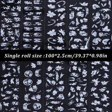 10 Rolls/Box White Floral Butterfly Nail Transfer Foil Set, Elegant Romantic White Ink Wash Style Flower Nail Art Transfer Paper, Perfect For Nude And French Manicure, Suitable For Women And Girls To Use On Dates, Weddings And Parties - White - View 3