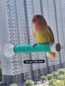 1pc Suction Cup Parrot Perch, Parrot Suction Cup Swing Stand - Bird Observation Perch, Parrot Bathing Bracket, Strong Suction, Suitable For Glass, Mirror, Tile (Includes Replacement Strap) - Multicolor - View 7