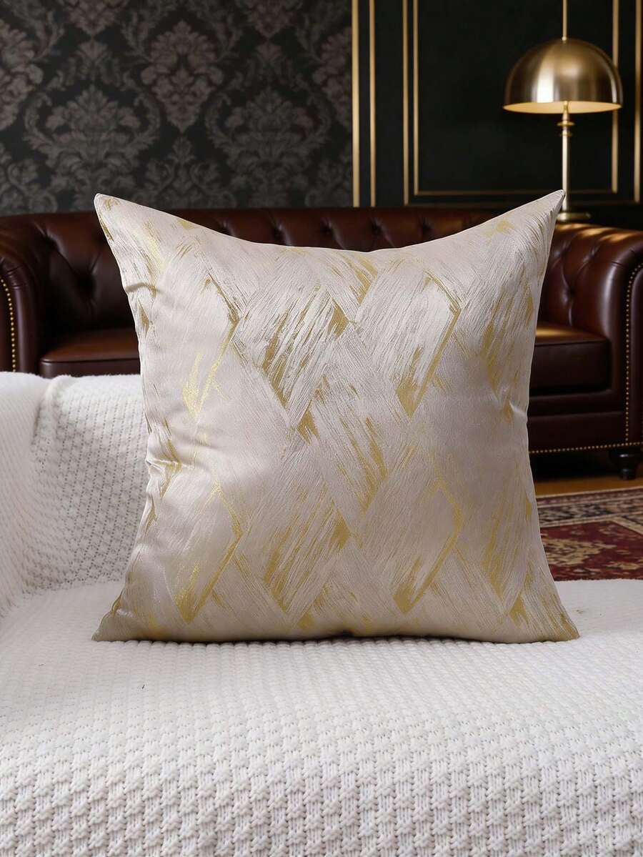 Miater Capa de almofada decorativa geométrica 3D de luxo e alta precisão (1 unidade), elegante capa para almofada de sofá ou sala de estar, capa de almofada para decoração de casa (enchimento da almofada não incluído). - Ouro - Ver 1