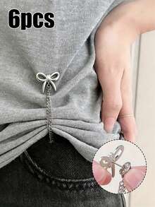 6pcs/Set Adjustable Cuff Clips, Waist Cincher T-Shirt Clips, Jeans Hem Clips, Anti-Sagging Sleeve Clips, Clothing Shortening, Adjustable Hem, Multi-Functional Seamless Clamps, Suitable For Pants, Sleeves, Skirts And Dresses (6/4/2/1 Pcs Set Available) - Bow Knot - View 2