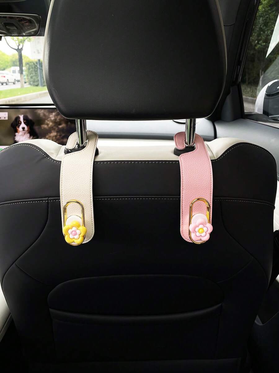 Car Seat Back Hanger Hook, Multi-Functional Hidden Storage Hook, Car Interior Organizer Hook - Flower Style - View 1