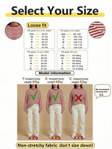 Women's Round Neck Drop Shoulder Long Sleeve Striped Contrast Ribbed Casual T-Shirt Spring - Rose Red and Khaki - View 7