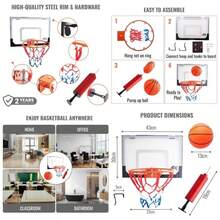 Basketball Fun Hoop Backboard With Ball 9 Inch Rim - Multicolor - View 1