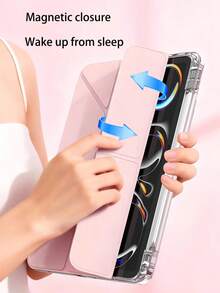 Ốp bảo vệ máy tính bảng Pad 2, kiểu dáng thời trang, hình chữ Y thông minh có chân đế gập, mặt lưng acrylic trong suốt cao cấp, dễ dàng tự lắp ráp, chất liệu da PU cao cấp, chức năng tự động tắt/mở màn hình, tương thích với máy tính bảng Redmi Pad SE 11 inch 2023, Matepad SE 11 inch/Matepad 11.5S"/2025 Matepad 11.5, ốp lưng Matepad tối giản và phong cách. - Trong sáng - Xem 10