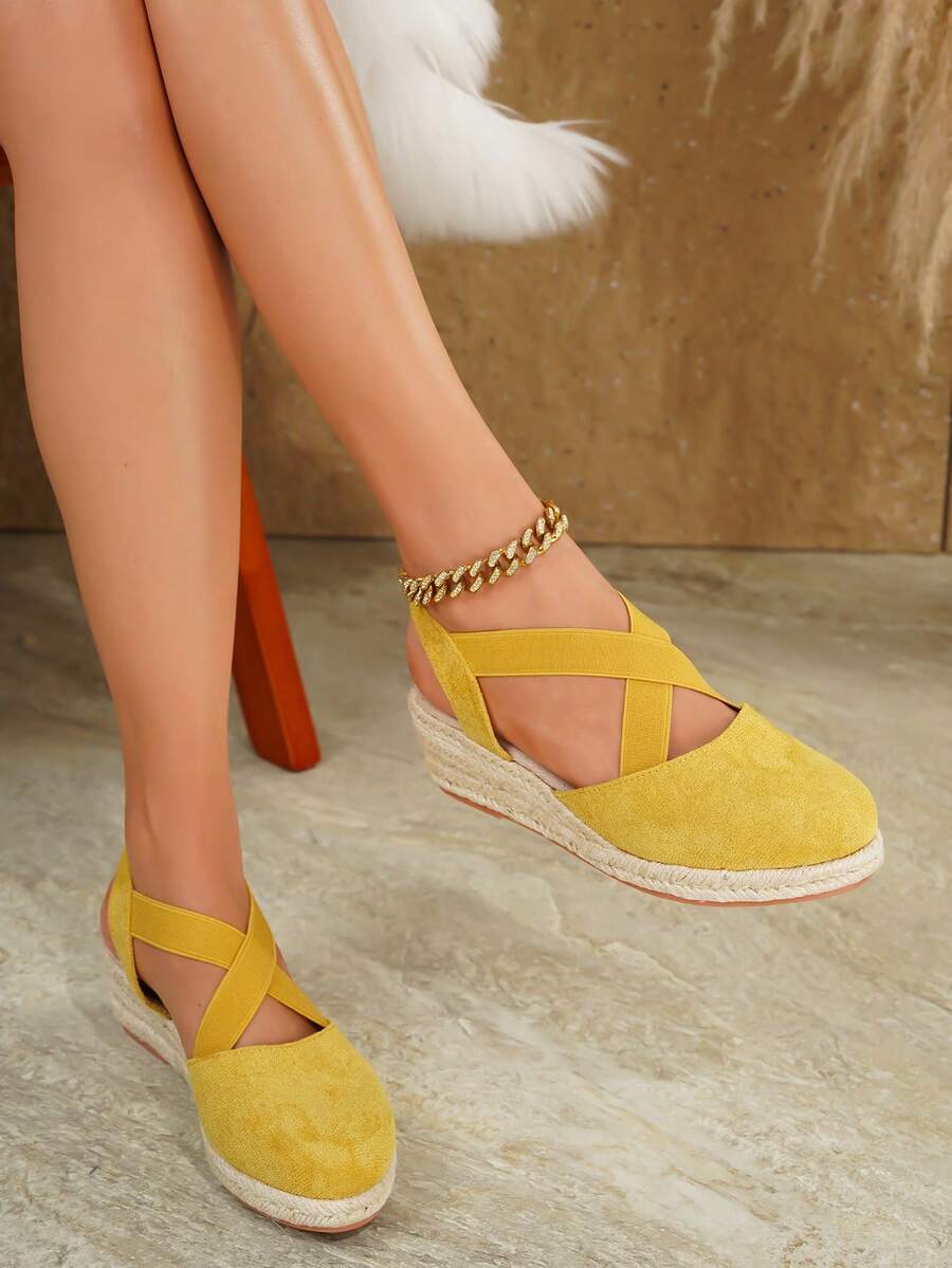 Women's Comfortable Non-Slip Spring/Summer Vacation Slip-On Apricot Hemp Rope Platform Wedge Sandals