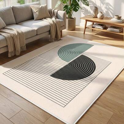 1pc Nordic Geometric Rectangle Velvet Decorative Rug, Atmosphere Mat, Non-Slip And Easy To Clean, Suitable For Various Home Decor Styles, Soft And Comfortable, Multiple Sizes Available, Applicable For Living Room, Bedroom, Study, Dining Room And Other Spaces, Suitable For Various Scenarios And Daily Use, Indoor Area Rug, Study Rug, Living Room Rug, Dining Room Rug, Office Decor Rug, Fashionable Home Decor, Room Decor, Living Room Decor, Home Decor, Holiday Decor