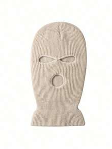 1pc Y2K Style Candy Color Thick 3-Hole Balaclava Ski Mask, Unisex, Versatile For Outdoor, Casual, Commuting, Warm For Winter Autumn Outfits - Burgundy - Xem 2