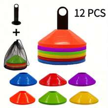 12pcs Colorful Soccer Training Marker Disc Set With Storage Pole And Mesh Bag, Essential Agility Training Equipment For Soccer, Basketball, And Fitness Training. 12pcs Training Marker Discs For Agility Training / Cone Drills / Ball Control Practice, All-In-One Set. Also Suitable For Fun Games, Team Building Activities, Route Markers, And Obstacles, Versatile Use. - A - View 4