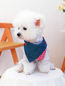 PETCIRCLE 1件宠物狗/猫可爱快乐小狗户外休闲时尚浪漫配饰三角围兜 - 彩色 - 查看 3