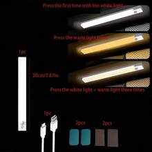 3.94in/7.87in/11.81in/19.7in Intelligent LED Cabinet Lamp, Three-Color Dimming, And Magnetic USB Charging. Suitable For Home Kitchens, Cabinets, Stairs, And Hallways. - 7.87 Inch - View 6