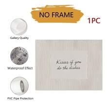 1pc Unframed Light Gray Vertical Stripes, Fun English Slogan Decorative Painting, Simple Style Restaurant Kitchen Wall Fun Decorative Painting - Text a - View 9