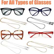 3pcs Glasses Chain And Sunglasses Chain For Men Women Lightweight Alloy Eyeglass Holder With Attachment For Glasses Anti-Slip Easy To Clean - Sky Blue & Sapphire Blue - View 6