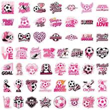 53pcs Cartoon Hand-Drawn Pink Football Sports Decorative Stickers For Notebook, Tumbler, Desktop - Original Pink Soccer - View 5
