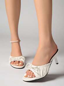 Sandal quai ngang đế dày bằng lưới, nơ kiểu Pháp, kiểu dáng cổ tích mới, phù hợp với váy, dép hở mũi. - trắng - Xem 3