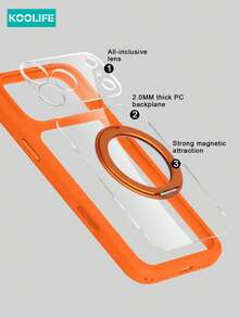 Ốp lưng điện thoại từ tính Koolife 1 chiếc màu cam, chất liệu PC+TPU bền chắc, chống rơi vỡ, giá đỡ xoay 360° và tương thích MagSafe, khung mờ, mặt lưng cứng cáp dành cho Apple 17/17 Pro/17 Pro Max - trái cam - Xem 4