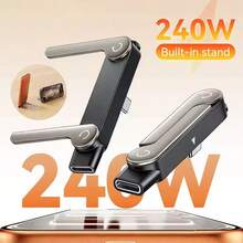 1个二合一90° L型隐形手机支架，带可拆卸USB-C充电线适配器，支持240W超级快充，USB-C转USB-C手机支架适配器，兼容 17 Pro Max/17 Pro/17/Air/16/15、S25/S24/S23/S22/S21/S20系列 - 彩色 - 查看 2