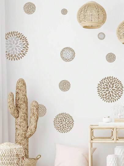 1 Conjunto Adesivo Impermeável de PVC, Adesivo de Parede Estilo Boêmio Dente-de-leão, Decoração Floral Removível para Quarto, Sala de Estar, Bottom de TV