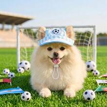 1 pieza Sombrero con temática de la Copa Mundial adecuado para perros y gatos, gorra de fútbol para perros con agujeros para las orejas, boina y gorra de béisbol para mascotas, sombrero ajustable para el sol adecuado para gatos y perros pequeños/medianos, accesorio para caminar para mascotas - Multicolor - Ver 8