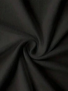 Camiseta de Cuello Redondo de Color Sólido para Mujer - Top casual negro de manga corta, lavable a máquina, adecuada para primavera, verano y otoño, cómoda para uso diario.|   Diseño de texto interesante|   Tela suave y cómoda - Negro - Ver 4