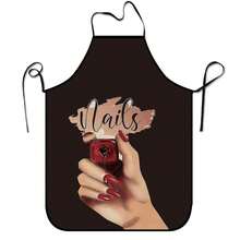 Adjustable Lace-Up Apron With Interesting Nail Art Pattern, Suitable For Kitchen, BBQ, Nail Salon, Party & Cosplay, Butterfly Print Design - LIWQ0041 - View 30
